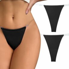 Happy Cherry Women's Invisible Thong Panties Sexy Adjustable Clear Straps G-Strings Pack