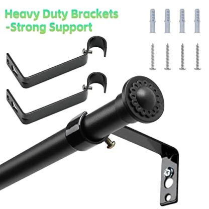 Harrms 16mm Curtain Poles for Eyelet Curtains, Voile Curtain Pole 76-116cm, Curtain Rod Metal with Adjustable Brackets and Cap Finials for Bedroom, Living Room - Image 4