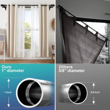 Harrms Double Curtain Pole, Curtain Poles for Eyelet Curtains, Black Curtain Pole 76-332cm, Extendable Metal Curtain Rod Room Darkening Curtain Pole for Blackout Voile Curtains 3 Harrms Double Curtain Pole, Curtain Poles for Eyelet Curtains, Black Curtain Pole 76-332cm, Extendable Metal Curtain Rod Room Darkening Curtain Pole for Blackout Voile Curtains - Image 3