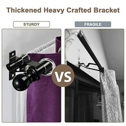 Harrms Double Curtain Pole, Curtain Poles for Eyelet Curtains, Black Curtain Pole 76-332cm, Extendable Metal Curtain Rod Room Darkening Curtain Pole for Blackout Voile Curtains 4 Harrms Double Curtain Pole, Curtain Poles for Eyelet Curtains, Black Curtain Pole 76-332cm, Extendable Metal Curtain Rod Room Darkening Curtain Pole for Blackout Voile Curtains - Image 4