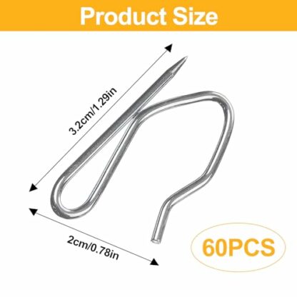 Heavy Duty Drapery Pin Hooks, 60 Pack Metal Curtain Pin Hooks for Pinch Pleat Curtains, Silver - Image 3