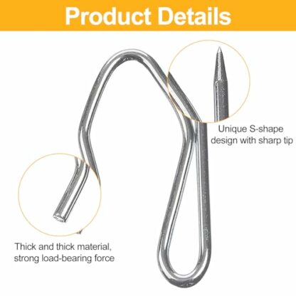 Heavy Duty Drapery Pin Hooks, 60 Pack Metal Curtain Pin Hooks for Pinch Pleat Curtains, Silver - Image 4