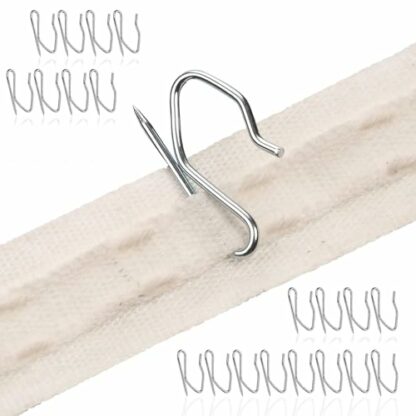 Heavy Duty Drapery Pin Hooks, 60 Pack Metal Curtain Pin Hooks for Pinch Pleat Curtains, Silver - Image 2