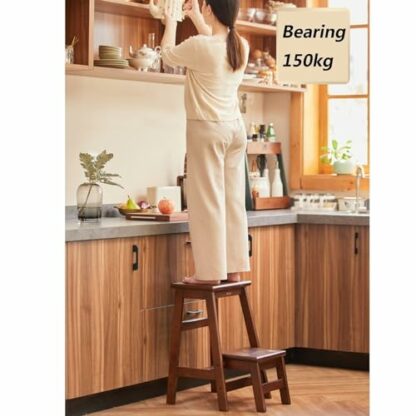 Heavy Duty Folding Wooden High Ladder for Home and Room Use Black Color - Image 4