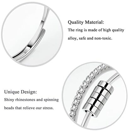 Hifot 4Pcs Anxiety Rings for Women, Silver Fidget Ring for Anxiety Women Open Spinner Rings for Teenage girls, Stress Relief Adjustable Ring for Mother Daughter Son Men Birthday Party Gifts 4 Hifot 4Pcs Anxiety Rings for Women, Silver Fidget Ring for Anxiety Women Open Spinner Rings for Teenage girls, Stress Relief Adjustable Ring for Mother Daughter Son Men Birthday Party Gifts - Image 4