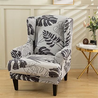 Highdi Wingback Chair Covers 2 Piece Stretch Wing Chair Slipcover, Washable Spandex Fabric Sofa Cover Furniture Protector for Armchair Chairs Living Room Bedroom Hotel - Image 3