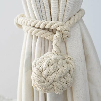 Himtop A Pair of Curtain Rope Tiebacks Hand Knitting Curtain Tie Back with Single Ball for Home Decoration (2PCS) 2 Himtop A Pair of Curtain Rope Tiebacks Hand Knitting Curtain Tie Back with Single Ball for Home Decoration (2PCS) - Image 2