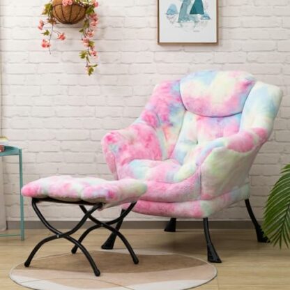 HollyHOME Armchair Accent Chair Lazy Chair with Footstool - Image 3