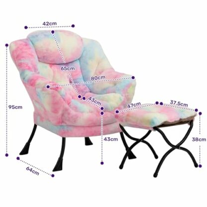 HollyHOME Armchair Accent Chair Lazy Chair with Footstool - Image 4