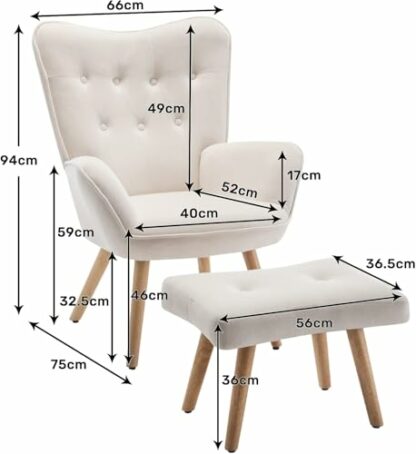 HollyHOME Armchair Living Room Chair Reading Chair Accent Chair with Footstool Rocking Chair - Image 4