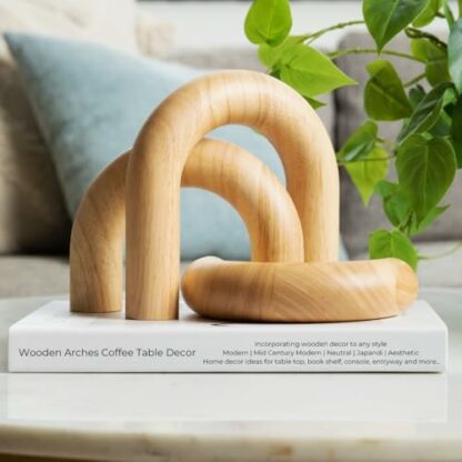 Home Decor Accents, Aesthetic Shelf Decor, Coffee Table Books Decor, Bookshelf Neutral Decor, Japandi Modern Decorative Object, Entryway Table Decor, Boho Living Room Decor (Natural 3pc Set Arches) - Image 2