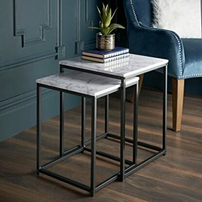 Homme Concept – Set of 2 Nest of Tables for Living Room, Square Sofa Side End Table, Coffee Table, Small Bedside Table, Nesting Table for Hallway, Bedroom, Home Office, Space Saving. 2 Homme Concept – Set of 2 Nest of Tables for Living Room, Square Sofa Side End Table, Coffee Table, Small Bedside Table, Nesting Table for Hallway, Bedroom, Home Office, Space Saving. - Image 2