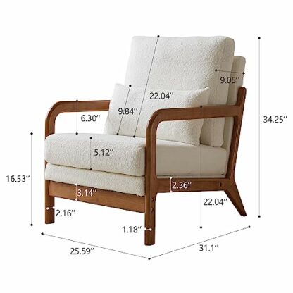 Hommoo Mid Century Modern Accent Chair Teddy Sherpa - Image 3