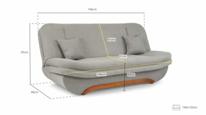 Honeypot - Sofa - Weronika - Storage Sofa Bed - 3 Seater - Footstool - Grey Fabric - Image 4