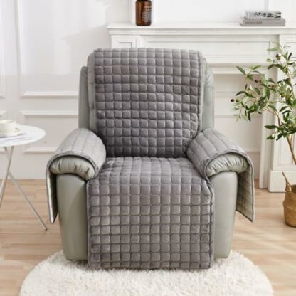 HonunG Recliner Chair Cover,Non Slip Armchair Cover,Thickened Flannel Sofa Cover 1 2 3 Seater With Arm Rest, Snuggle Chair,Couch Cover Soft Warm,Easy Fit Sofa Protector for Pets (Grey,1 Seater) 3 HonunG Recliner Chair Cover,Non Slip Armchair Cover,Thickened Flannel Sofa Cover 1 2 3 Seater With Arm Rest, Snuggle Chair,Couch Cover Soft Warm,Easy Fit Sofa Protector for Pets (Grey,1 Seater) - Image 3