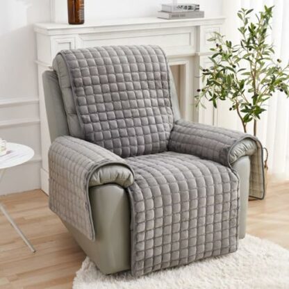HonunG Recliner Chair Cover,Non Slip Armchair Cover,Thickened Flannel Sofa Cover 1 2 3 Seater With Arm Rest, Snuggle Chair,Couch Cover Soft Warm,Easy Fit Sofa Protector for Pets (Grey,1 Seater) 4 HonunG Recliner Chair Cover,Non Slip Armchair Cover,Thickened Flannel Sofa Cover 1 2 3 Seater With Arm Rest, Snuggle Chair,Couch Cover Soft Warm,Easy Fit Sofa Protector for Pets (Grey,1 Seater) - Image 4