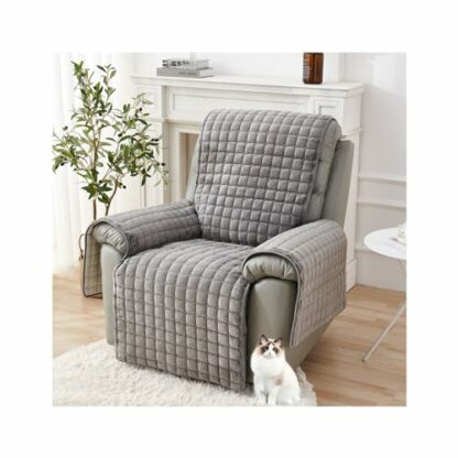 HonunG Recliner Chair Cover,Non Slip Armchair Cover,Thickened Flannel Sofa Cover 1 2 3 Seater With Arm Rest, Snuggle Chair,Couch Cover Soft Warm,Easy Fit Sofa Protector for Pets (Grey,1 Seater) 2 HonunG Recliner Chair Cover,Non Slip Armchair Cover,Thickened Flannel Sofa Cover 1 2 3 Seater With Arm Rest, Snuggle Chair,Couch Cover Soft Warm,Easy Fit Sofa Protector for Pets (Grey,1 Seater) - Image 2