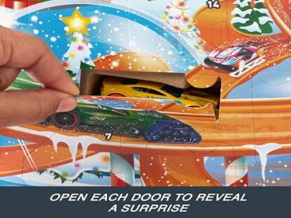 Hot Wheels Toy Cars, 2024 Advent Calendar, 8 Hot Wheels 1:64 Scale Cars, 16 Winter-Themed Accessories behind 24 Numbered Doors & a Playmat, HTG00 4 Hot Wheels Toy Cars, 2024 Advent Calendar, 8 Hot Wheels 1:64 Scale Cars, 16 Winter-Themed Accessories behind 24 Numbered Doors & a Playmat, HTG00 - Image 4