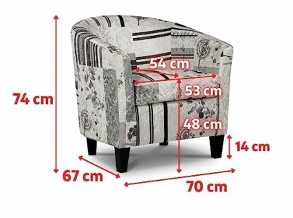 House of Velvet Fabric Patchwork Tricia Tub Chair, Multicolor - Image 4