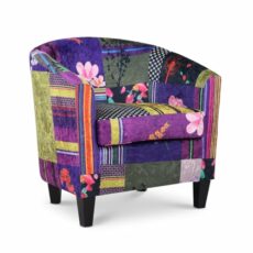 House of Velvet Fabric Patchwork Tricia Tub Chair, Multicolor