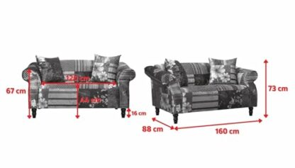 House of Velvet Vibrant Multicoloured 2 Seater Loveseat Fabric Patchwork Sofa – Comfortable Elegant Funky Living Room Couch with Striped & Floral Patterns, Solid Wood Frame & Durable Fabric - Image 4