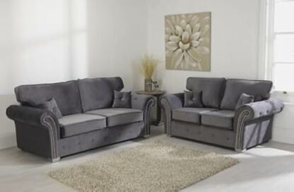 Hugo Sofa Highback | 3 Seaters 2 Seater Corner Sofa | Plush Velvet Grey | Living Room | Warranty Included - Image 3