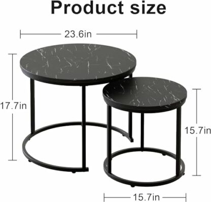 Huhote Round Coffee Tables, Set of 2 Nesting Tables - Image 4