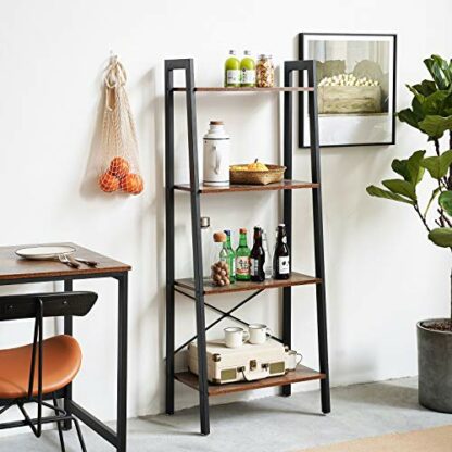 IBUYKE Ladder Shelf, Bookshelf, 4-Tier Storage Organiser Shelves, Shelving Unit, Plant Stand, Living Room Bookcases, Industrial Bookshelf, for Bedroom, Kitchen, Office 3 IBUYKE Ladder Shelf, Bookshelf, 4-Tier Storage Organiser Shelves, Shelving Unit, Plant Stand, Living Room Bookcases, Industrial Bookshelf, for Bedroom, Kitchen, Office - Image 3