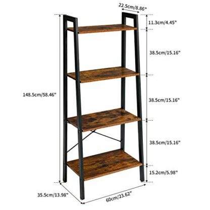 IBUYKE Ladder Shelf, Bookshelf, 4-Tier Storage Organiser Shelves, Shelving Unit, Plant Stand, Living Room Bookcases, Industrial Bookshelf, for Bedroom, Kitchen, Office 4 IBUYKE Ladder Shelf, Bookshelf, 4-Tier Storage Organiser Shelves, Shelving Unit, Plant Stand, Living Room Bookcases, Industrial Bookshelf, for Bedroom, Kitchen, Office - Image 4
