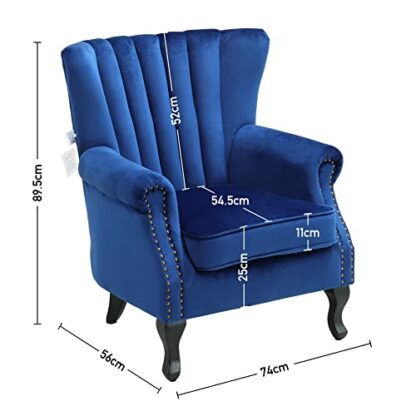 INMOZATA Armchair and Footstool Linen Fabric Accent Dining Chair High Wingback Arm Rest Occasional Chairs with Solid Wood Legs for Living Dining Room Bedroom Reception Chair (Apple Green) - Image 4