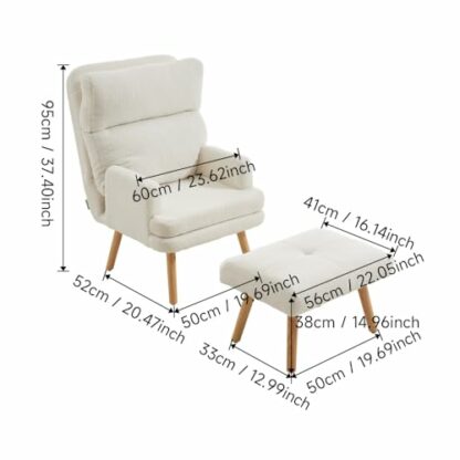INMOZATA Linen Fabric Accent Chair High Back Armchair Button Tufted Lounge Leisure Chair upholstered Tub Chair with Wood Legs for Dining Bedroom Living Room Reading 3 INMOZATA Linen Fabric Accent Chair High Back Armchair Button Tufted Lounge Leisure Chair upholstered Tub Chair with Wood Legs for Dining Bedroom Living Room Reading - Image 3