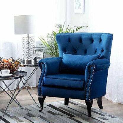 INMOZATA Wing Back Armchair Chair Velvet Fireside Chair Occasional Chair Load Maximum Weight 150kg, Occassional Single Sofa Lounge Chair for Living Room Bedroom Reception 4 INMOZATA Wing Back Armchair Chair Velvet Fireside Chair Occasional Chair Load Maximum Weight 150kg, Occassional Single Sofa Lounge Chair for Living Room Bedroom Reception - Image 4