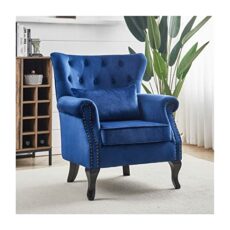 INMOZATA Wing Back Armchair Chair Velvet Fireside Chair Occasional Chair Load Maximum Weight 150kg, Occassional Single Sofa Lounge Chair for Living Room Bedroom Reception
