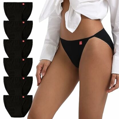 INNERSY High Leg Knickers for Women Comfy Cotton Underwear Ladies Basic Bikini Briefs Pack of 6 2 INNERSY High Leg Knickers for Women Comfy Cotton Underwear Ladies Basic Bikini Briefs Pack of 6 - Image 2