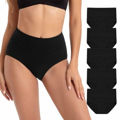INNERSY Underwear for Women High Waisted Knickers Stretchy Cotton Panties Ladies Full Briefs Pack of 5 - Image 2