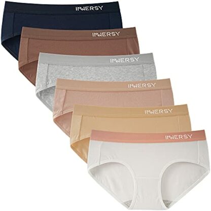 INNERSY Women Underwear Cotton Knickers Ladies Mid Rise Briefs Comfy Hipster Panties Pack of 6 - Image 2