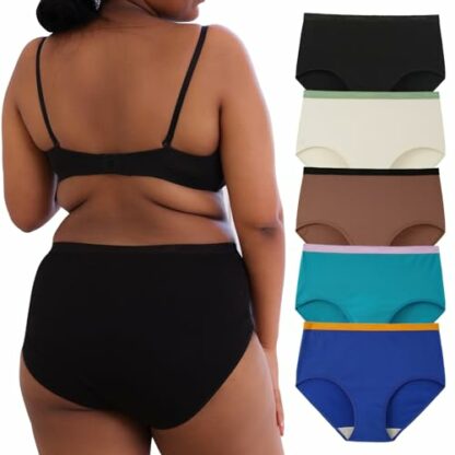 INNERSY Women's Maxi Briefs Cotton Underwear Ladies High Waisted Knickers Plus Size 12-32 Pack of 5 - Image 2