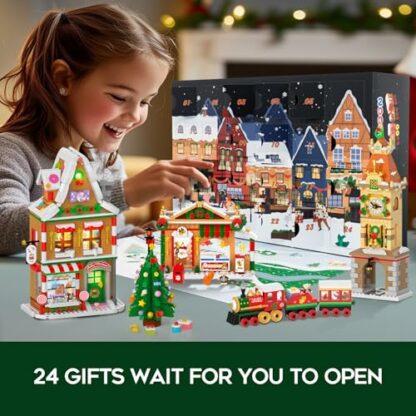 INSOON 2024 Advent Calendar Christmas Building Set with Light, 24 Days Countdown Street Mini Building Block Kit with Xmas Tree Train, 1759 PCS Holiday Gift Building Toys for Adults Kids Ages 8-12+ 3 INSOON 2024 Advent Calendar Christmas Building Set with Light, 24 Days Countdown Street Mini Building Block Kit with Xmas Tree Train, 1759 PCS Holiday Gift Building Toys for Adults Kids Ages 8-12+ - Image 3