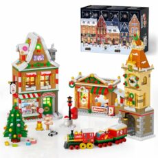 INSOON 2024 Advent Calendar Christmas Building Set with Light, 24 Days Countdown Street Mini Building Block Kit with Xmas Tree Train, 1759 PCS Holiday Gift Building Toys for Adults Kids Ages 8-12+