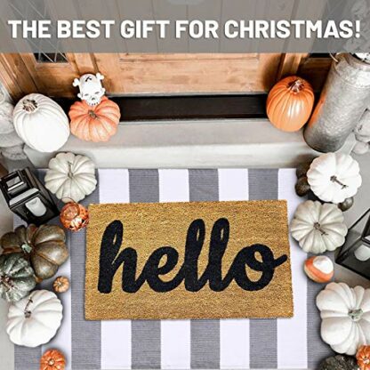 IOHOUZE Cotton and White Striped Outdoor Doormat Washable Woven Front Grey Porch Decor Black Rug Indoor Welcome Mats for Entrance Door/Farmhouse/Entryway/Home - Image 3