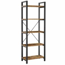 IRONCK Bookshelf 5-Tier Ladder Shelf 110 lbs or Shelf Vintage Industrial Style Bookcase for Home Decor, Office Decor