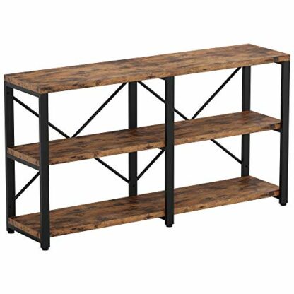 IRONCK Rustic Entryway Console Table, Long Hallway Table 55 in 3-Tier, TV Stand Entertainment Center Media Stand for Living Room, Industrial Style, Vintage Brown - Image 2