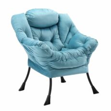 ISUDJUNT Living Room Armchair - Accent Lounge Chair with Side Pocket - Modern Cotton Fabric Sofa Chair with Armrest for Bedroom - Contemporary Padded Lazy Chair with Reinforced Metal Frame