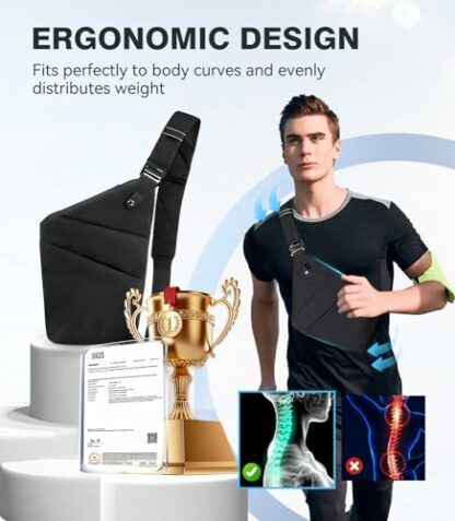 IUHFSIFS 2024 Upgrade Anti Theft Crossbody Bag Women【Ergonomics - Zero Burden】 Anti Theft Travel Bag for Women & Men【Multi Pockets & Extremely Waterproof】 With Passport Card Holder And Data Cable - Image 3