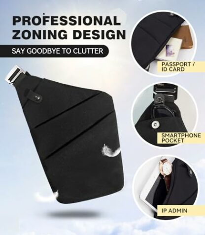 IUHFSIFS 2024 Upgrade Anti Theft Crossbody Bag Women【Ergonomics - Zero Burden】 Anti Theft Travel Bag for Women & Men【Multi Pockets & Extremely Waterproof】 With Passport Card Holder And Data Cable - Image 4