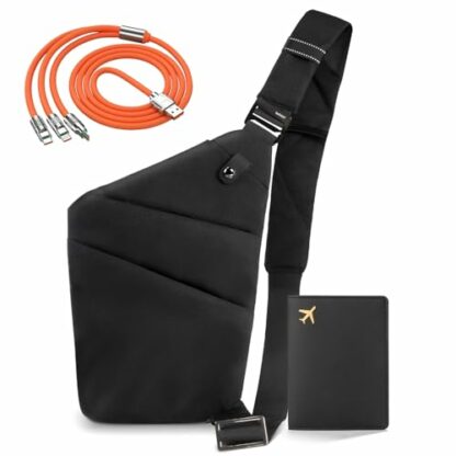 IUHFSIFS 2024 Upgrade Anti Theft Crossbody Bag Women【Ergonomics - Zero Burden】 Anti Theft Travel Bag for Women & Men【Multi Pockets & Extremely Waterproof】 With Passport Card Holder And Data Cable - Image 2