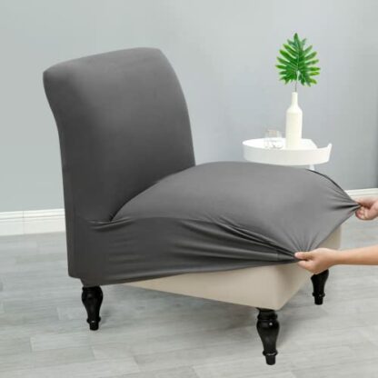 Iauddy Armless Accent Slipper Chair Cover Slipcover,Stretch Spandex Removable Non-Slip Silp Cover for Accent Chair Without arms Furniture Protector for Living Dining Room(Dark Gray, 2) 3 Iauddy Armless Accent Slipper Chair Cover Slipcover,Stretch Spandex Removable Non-Slip Silp Cover for Accent Chair Without arms Furniture Protector for Living Dining Room(Dark Gray, 2) - Image 3