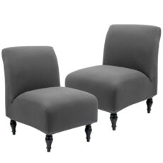 Iauddy Armless Accent Slipper Chair Cover Slipcover,Stretch Spandex Removable Non-Slip Silp Cover for Accent Chair Without arms Furniture Protector for Living Dining Room(Dark Gray, 2)