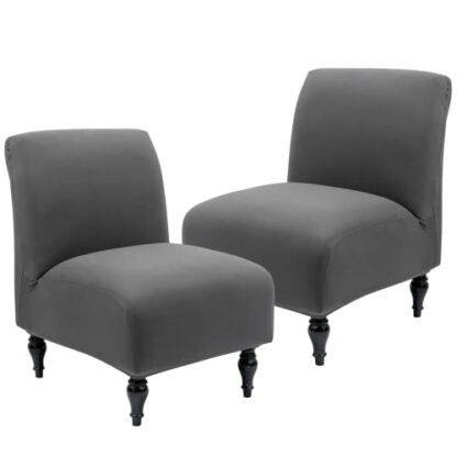 Iauddy Armless Accent Slipper Chair Cover Slipcover,Stretch Spandex Removable Non-Slip Silp Cover for Accent Chair Without arms Furniture Protector for Living Dining Room(Dark Gray, 2) 2 Iauddy Armless Accent Slipper Chair Cover Slipcover,Stretch Spandex Removable Non-Slip Silp Cover for Accent Chair Without arms Furniture Protector for Living Dining Room(Dark Gray, 2) - Image 2