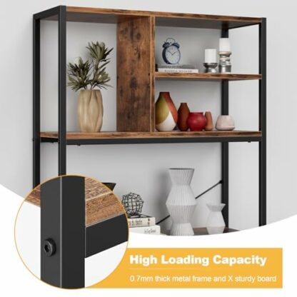 Idybland Bookshelf,9-Tier Industrial Stable Bookcase,Wooden Storage Shelf and Metal Frame Standing Shelf,Display Storage Rack Shelving Units for Living Room, Home Office - Rustic Brown and Black 3 Idybland Bookshelf,9-Tier Industrial Stable Bookcase,Wooden Storage Shelf and Metal Frame Standing Shelf,Display Storage Rack Shelving Units for Living Room, Home Office - Rustic Brown and Black - Image 3